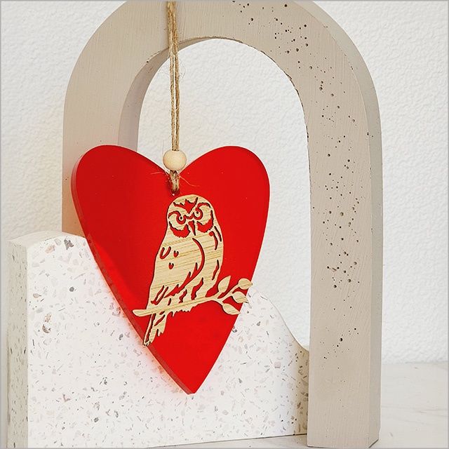 Hanging Ornament- Ruru, red