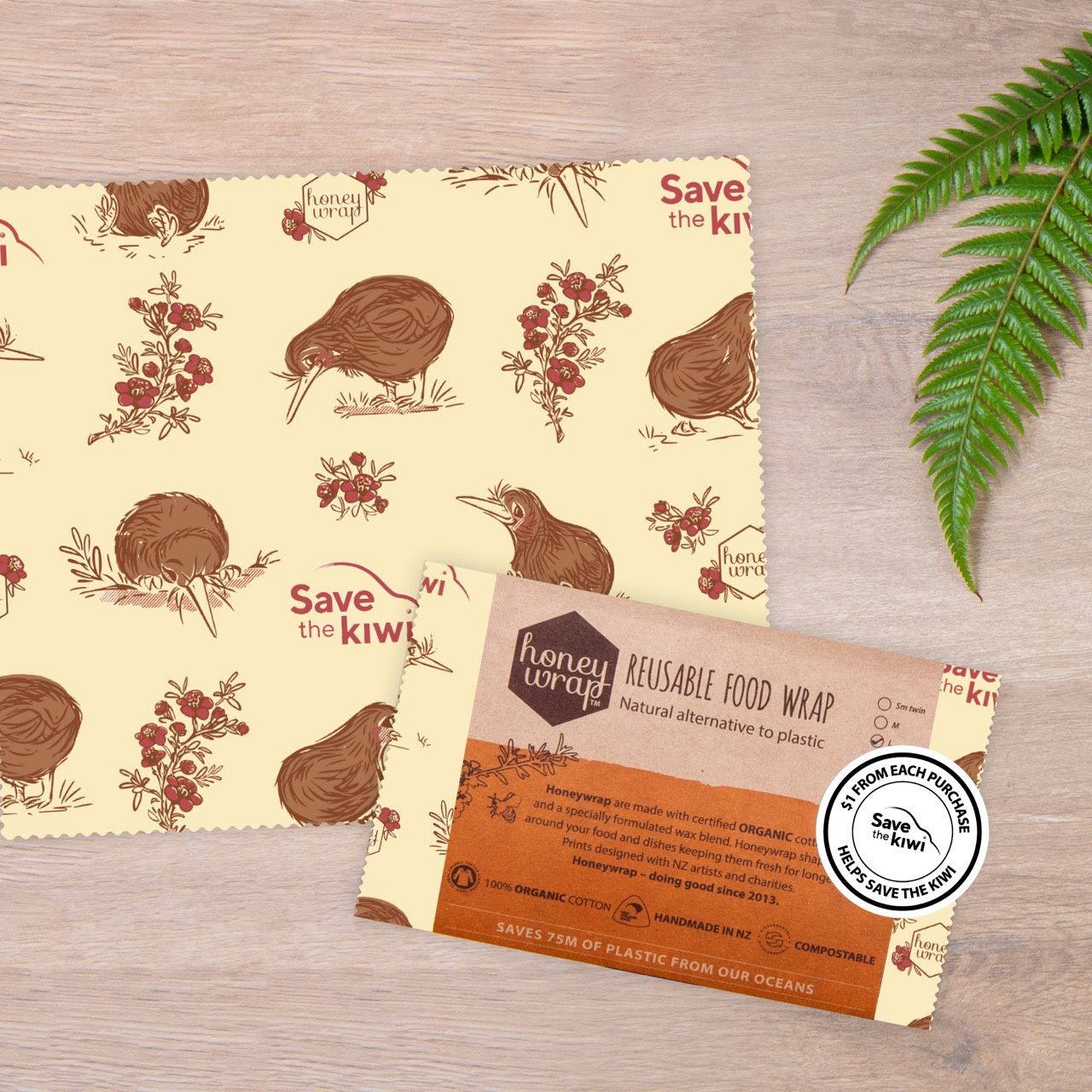 Large Honeywrap- Save the Kiwi