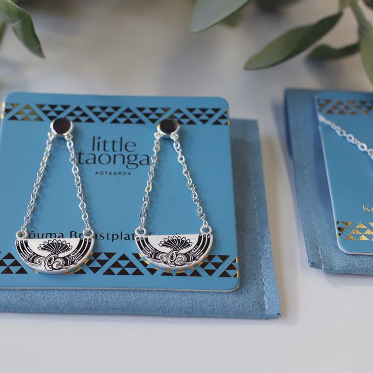 Earrings- Huia Breastplate, silver plated