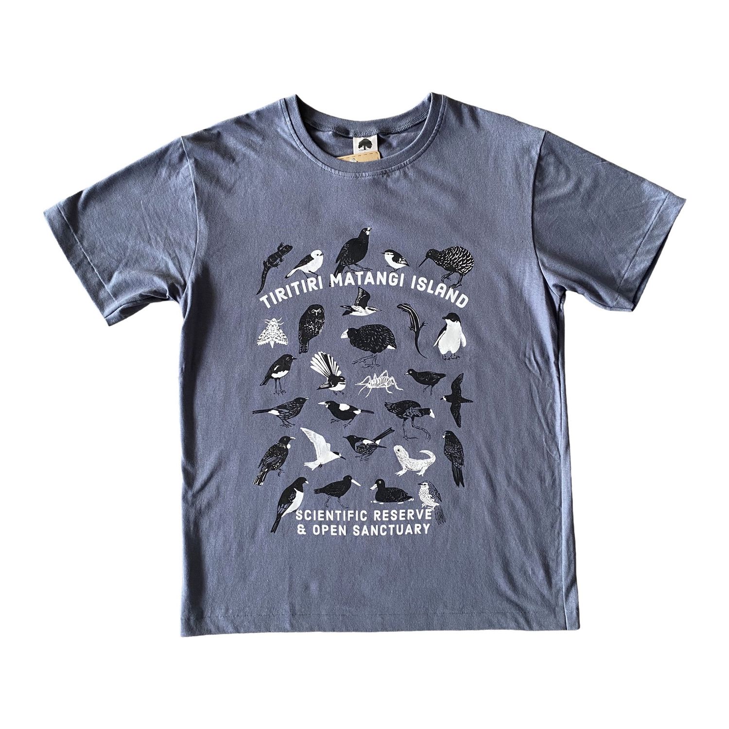 Mens T-Shirt- Species of TMI, kōkako blue