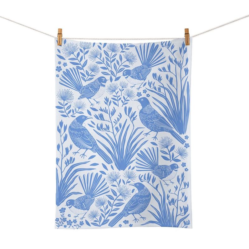 Tea Towel- birdsong in blue