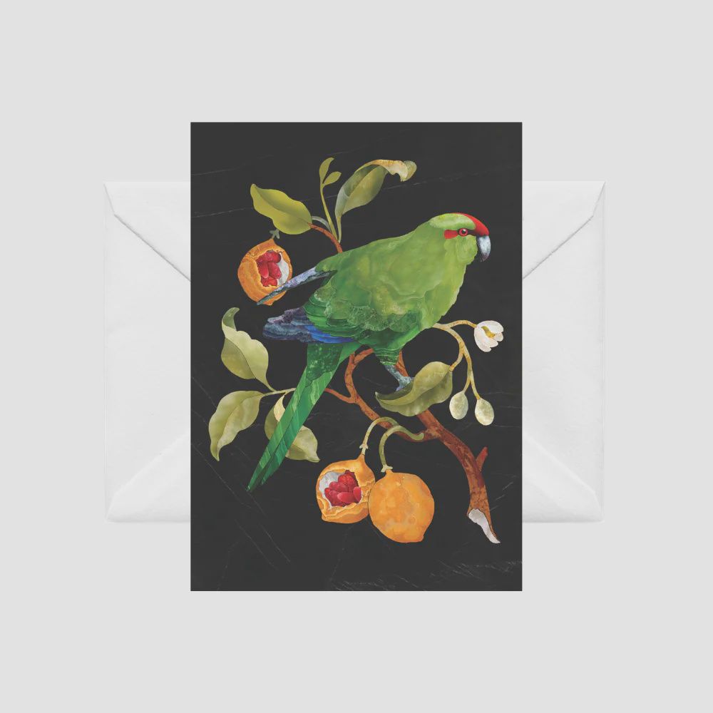 Card- Pietra Dura Kakariki