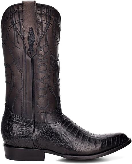 Cuadra Engraved black cayman leather boot