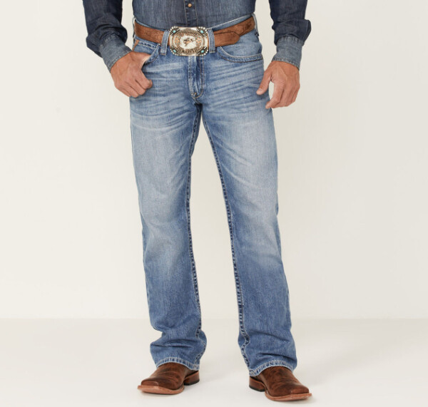 Ariat Men&#39;s M4 Goldfield Dallas Light-Medium Wash Relaxed Boot Cut Jeans Style: 10039631