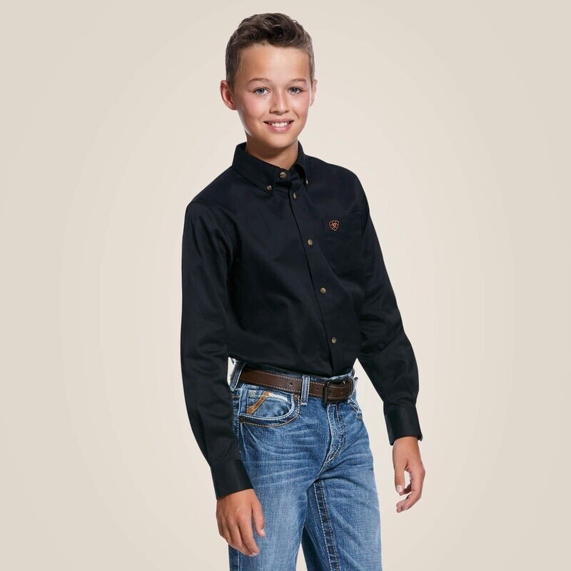 Ariat Boys Solid Twill Classic Fit Shirt Black Style: 10030161