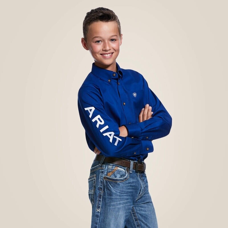 Ariat Boys Team Logo Twill Classic Fit Shirt Ultramarine Style: 10030164