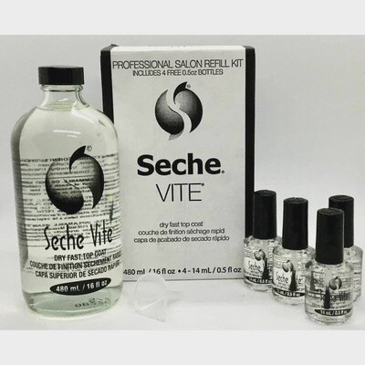 Seche Vite Refill Kit Dry Fast Top Coat (16oz + 4 bottles 0.5oz)
