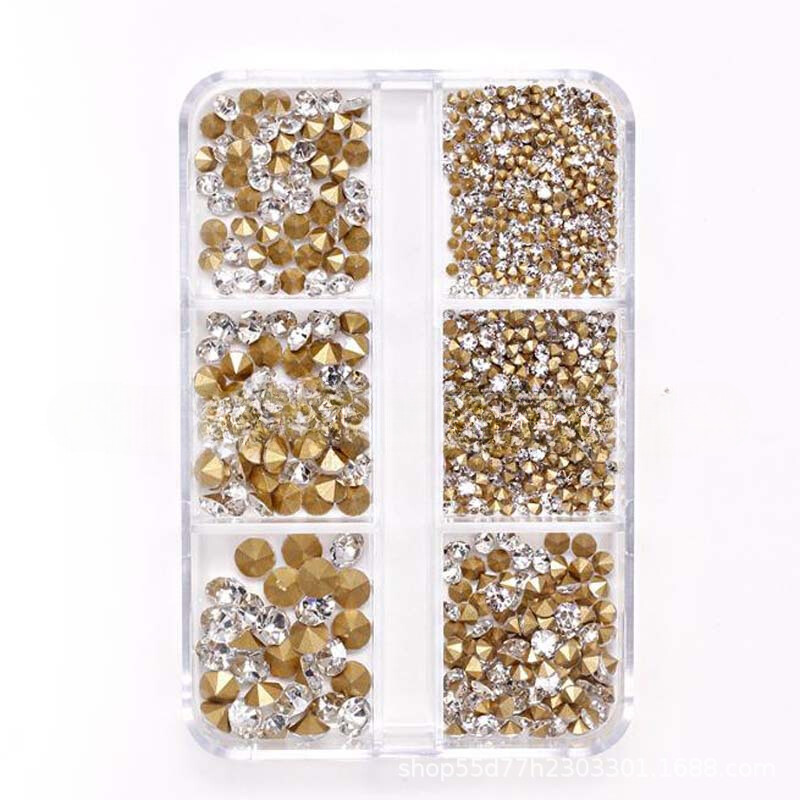 6 Grids Box Nail Rhinestone, color: 01 Clear