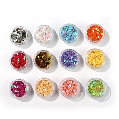 Fuzimei Mix Nail Glitter (12 colors/box )