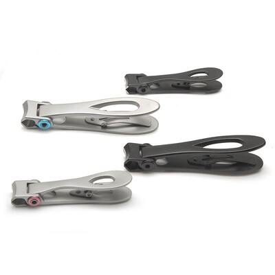 Stainless Steel Curved Head Nail Clippers Large (Black/Silver)