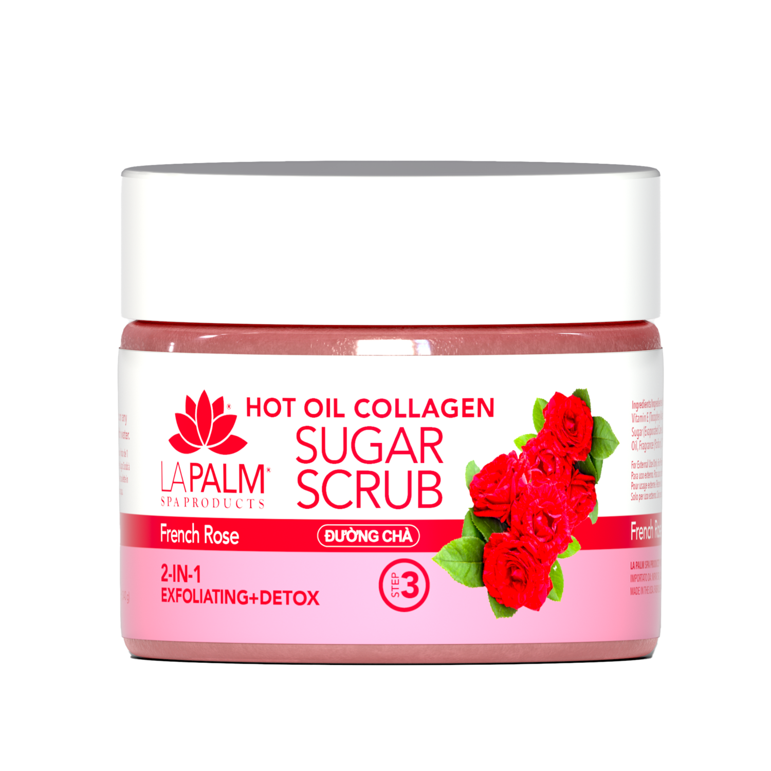 LAPALM Hot Oil Sugar Scrub 12oz, Fragrance: French Rose