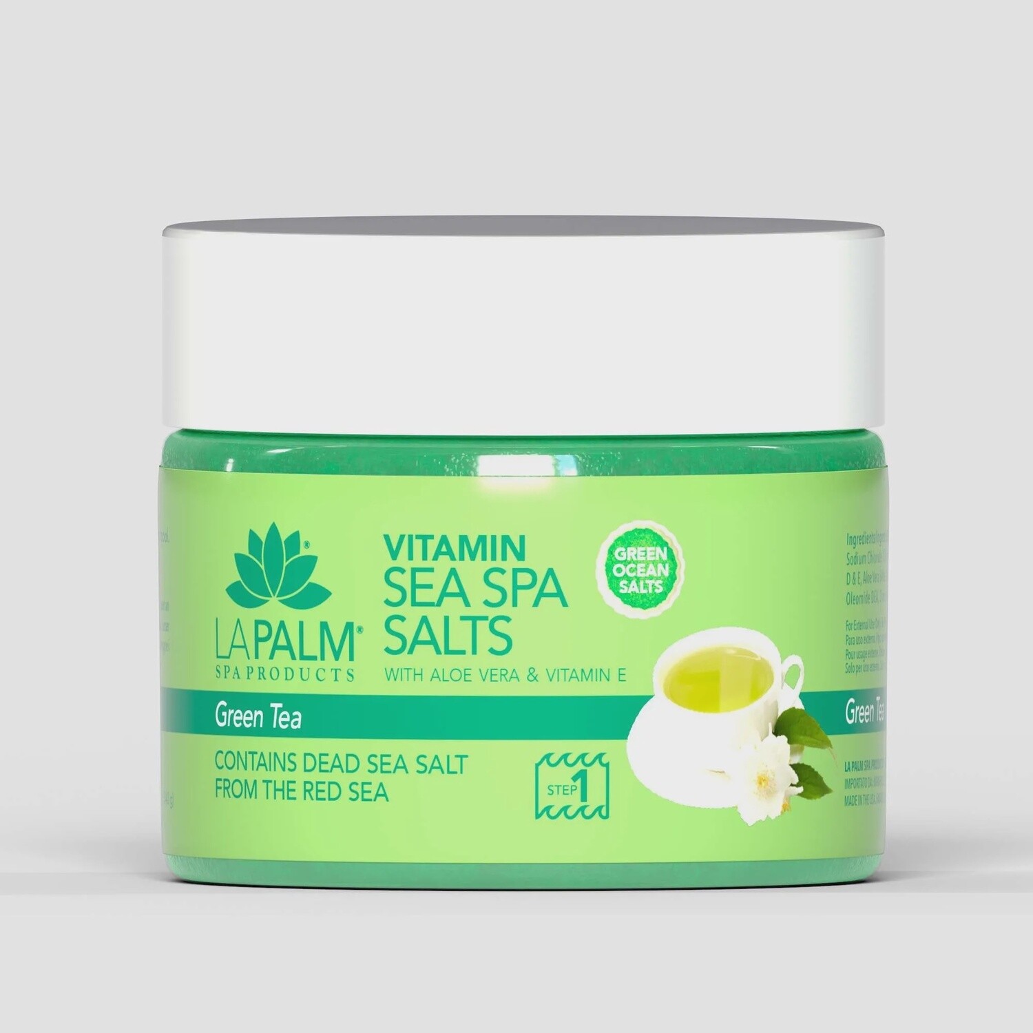 LAPALM Sea Spa Salts 12oz, Fragrance: Green Tea