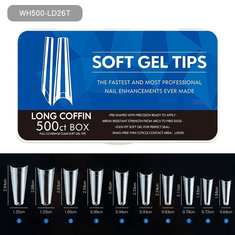 Soft Gel Nail Tips (500pcs/box), Shape: LD26T