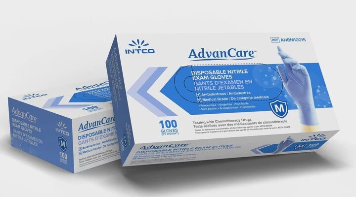 AdvanCare Nitrile Gloves, Size: Medium