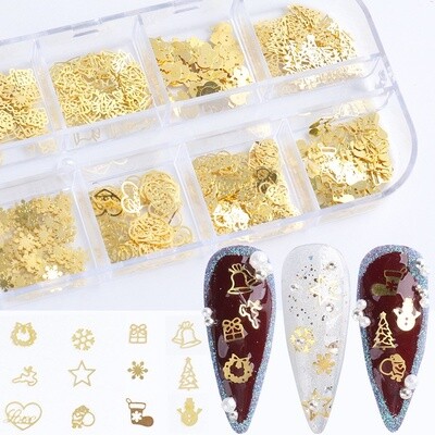 12 Grids  Metal Nail Glitter | Christmas