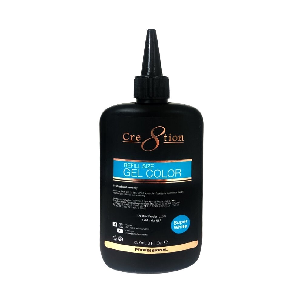 Cre8tion Super White Gel Polish Refill Size (237ml/8oz)