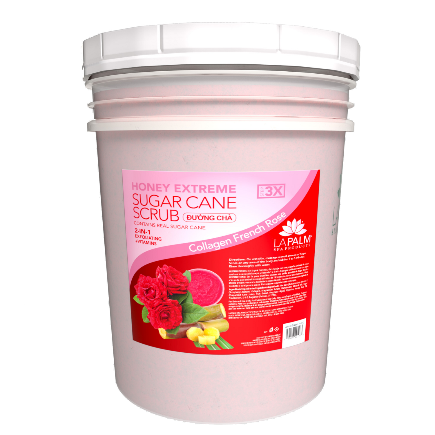 Extreme Sugar Cane Scrub Bucket (5 Gal), Fragrance: French Rose