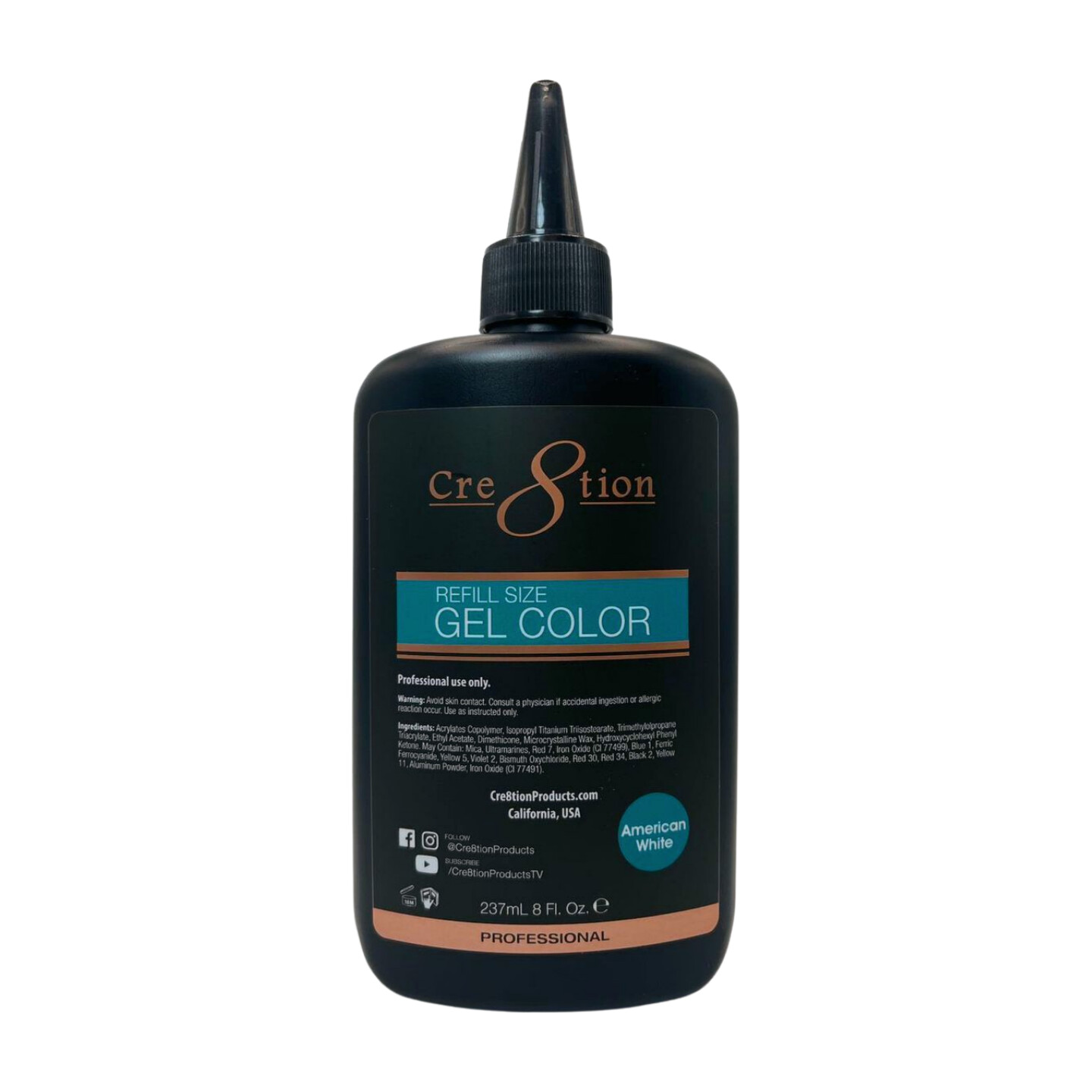 Cre8tion American White Gel Polish Refill Size (237ml/8oz)