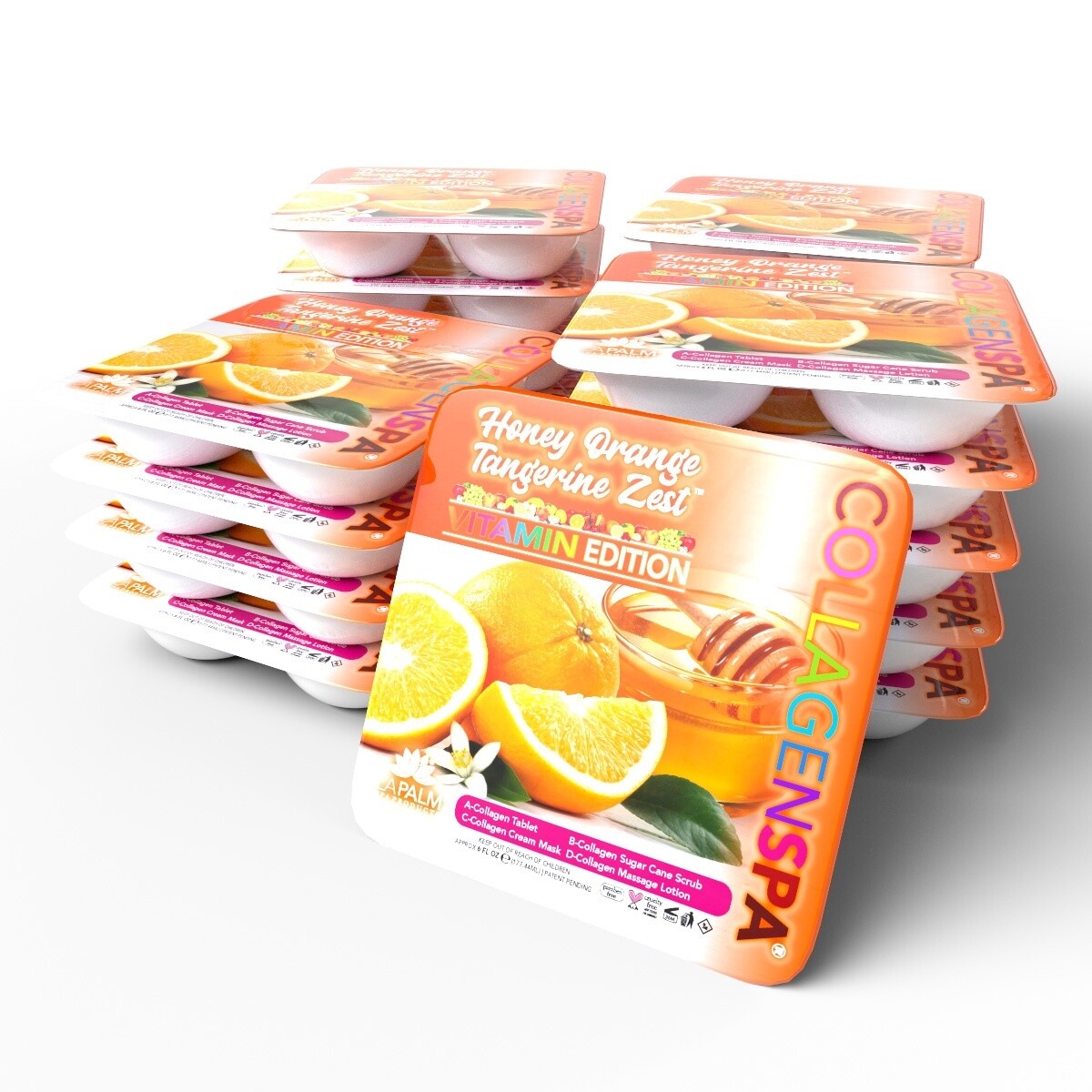 LaPalm Collagen SPA 4 Step Pedi Tray, Fragrance: Honey Orange Tangerine Zest