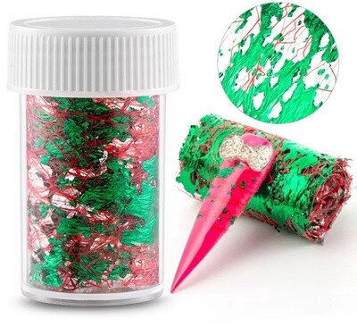 Decal Foil Mesh Nail Art Line - Green Red