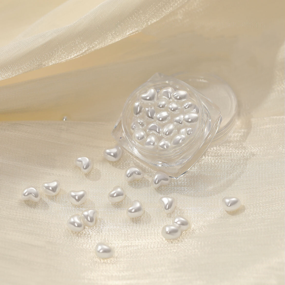 3D Heart Nail Rhinestone, color: Pearl White (20pcs)