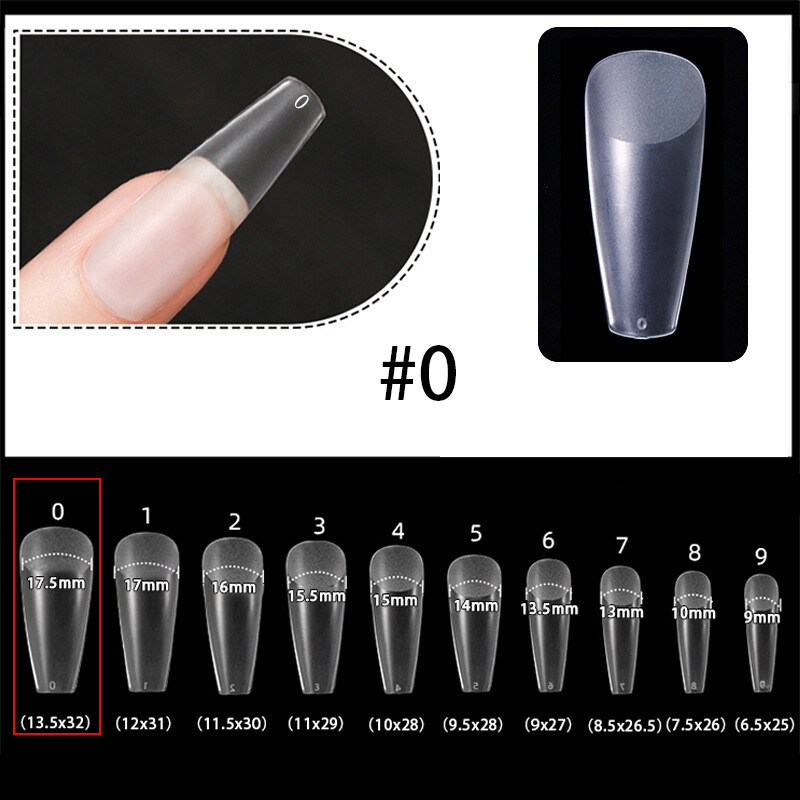 Soft Gel Nail Tips (50pcs/box) - Coffin, Size: 0