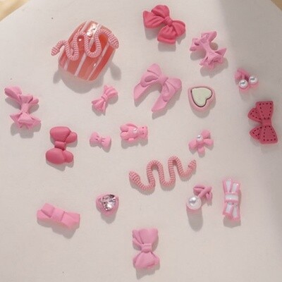 Nail Art Charms - Mixed Pink (19pcs)