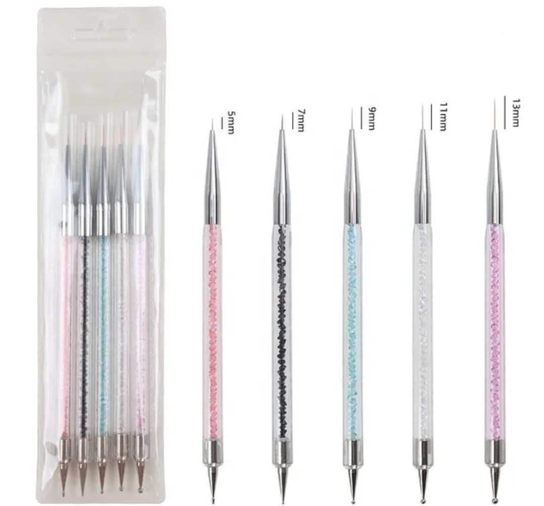 Nail Art Brush Double Head 5pc Set
