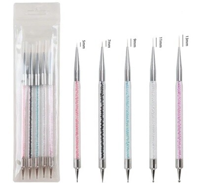 Nail Art Brush Double Head 5pc Set