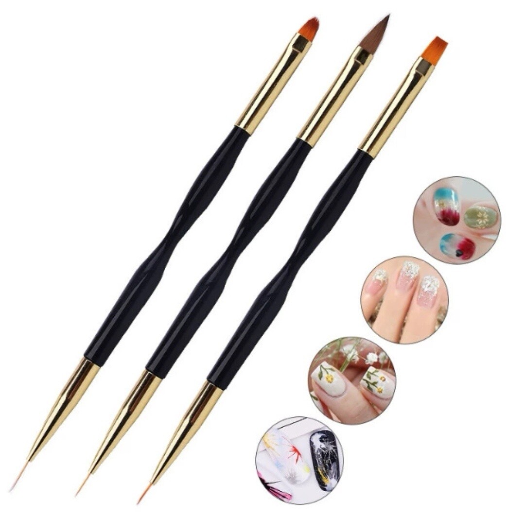 Double Head Nail Brush 3pcs Set