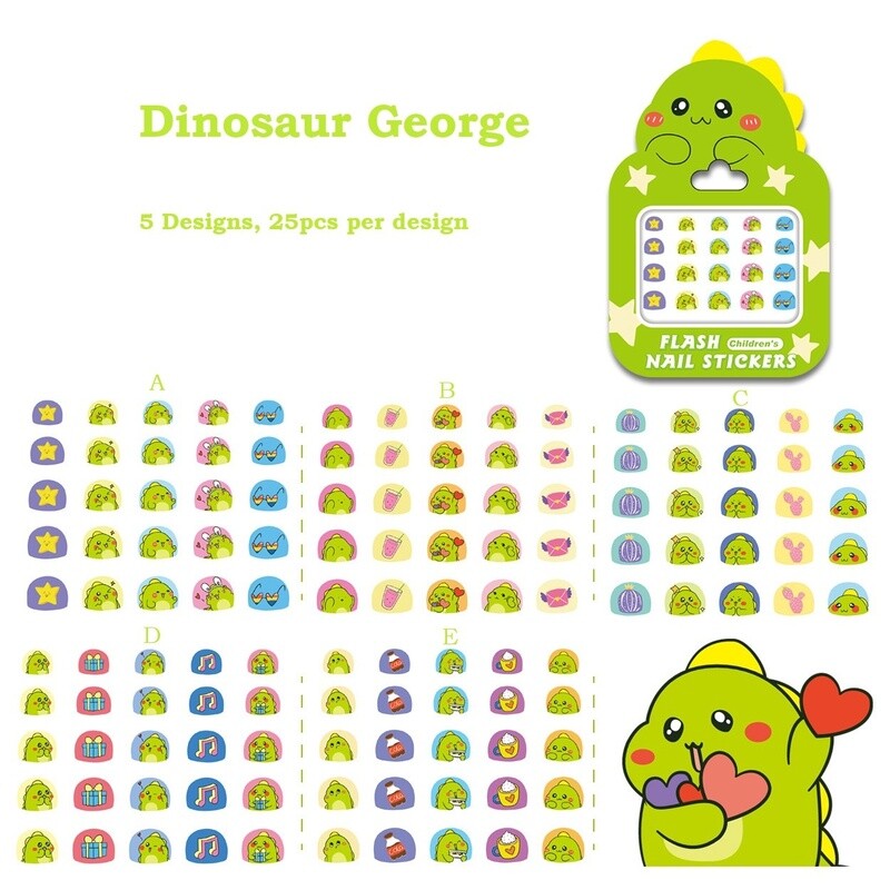 Kid&#39;s Nail Stickers - Dinosaur George