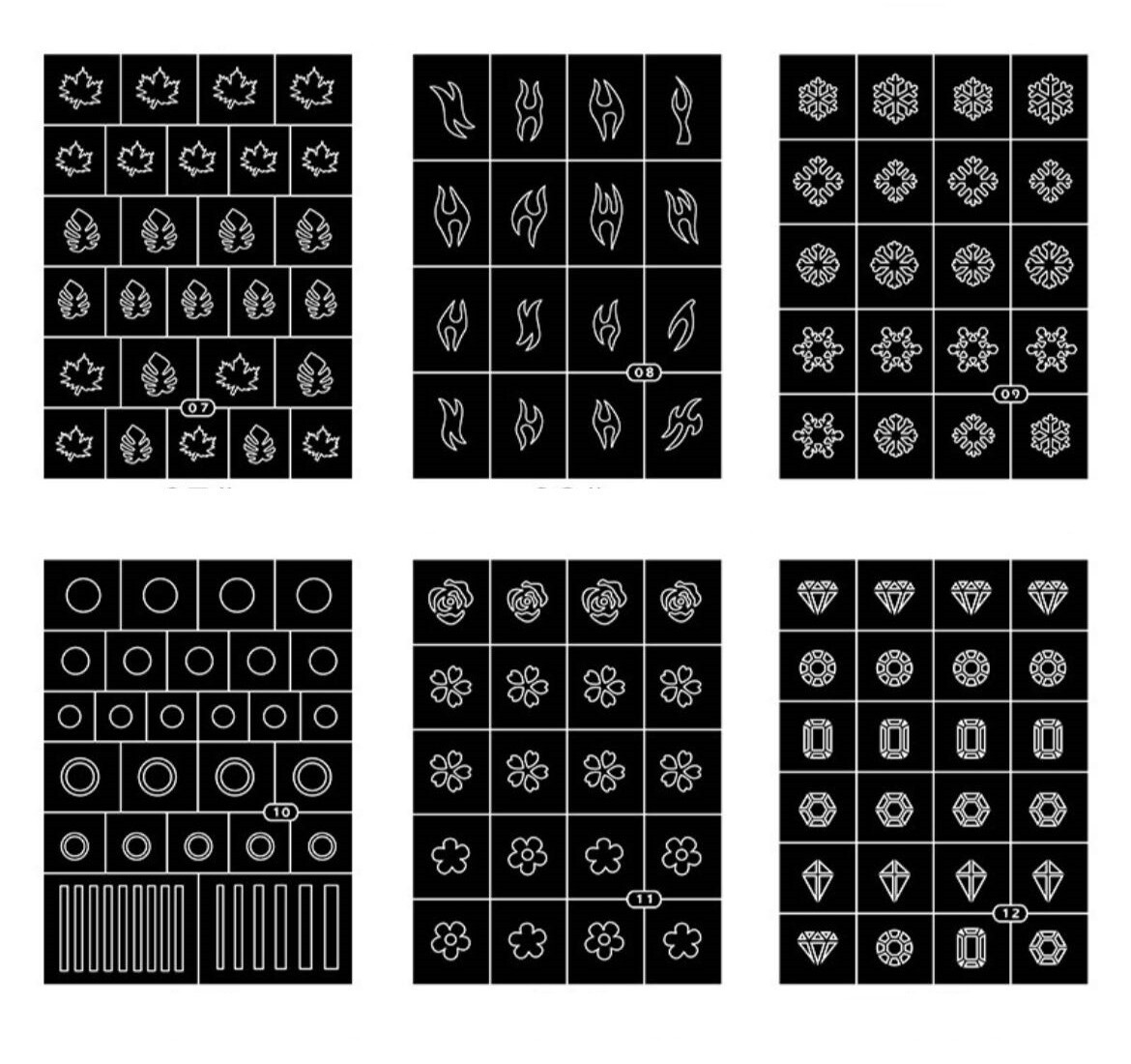 Hollow Nail Stickers - C (6pcs)