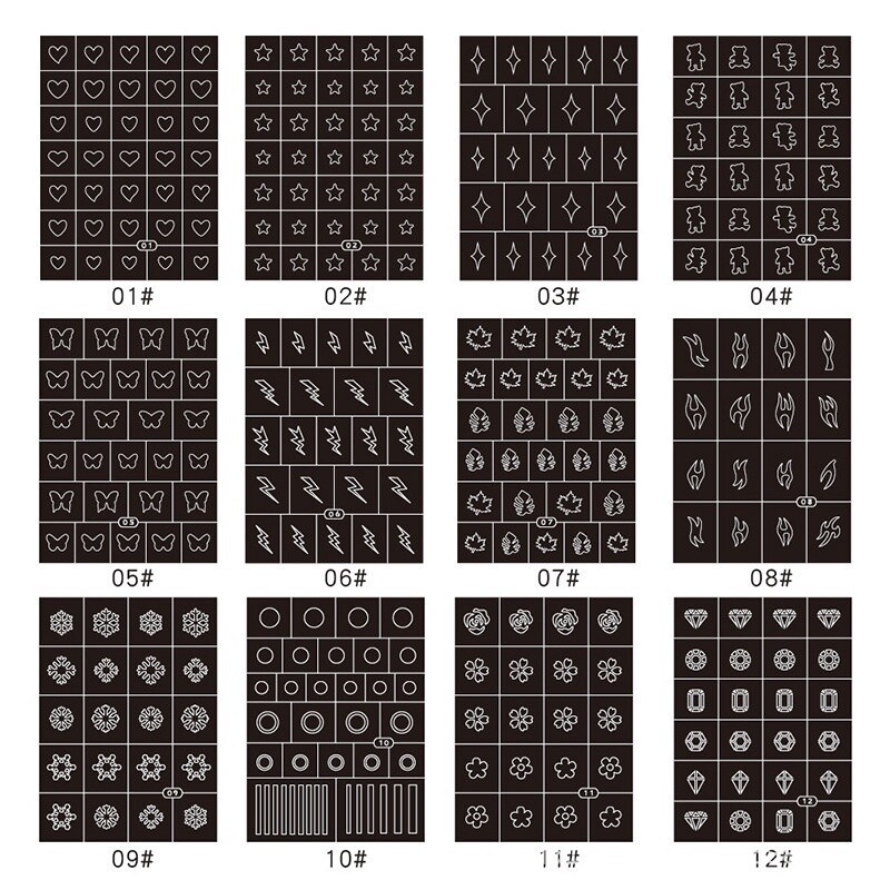 Hollow Nail Stickers - A (12pcs)