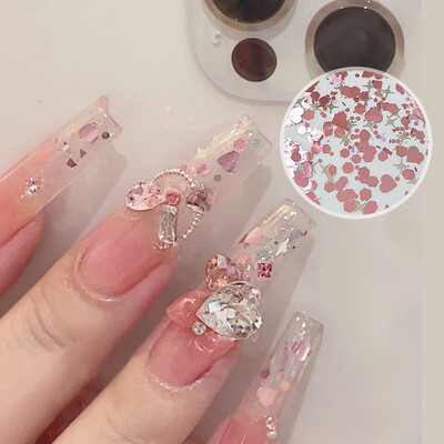 Heart Shape Glitter Flake - Rose Pink