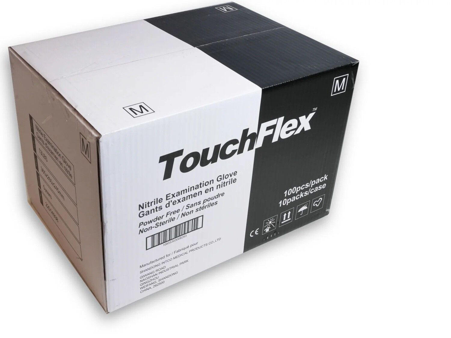 Touch Flex Nitrile Black Gloves 10boxes/Case, Size: Medium