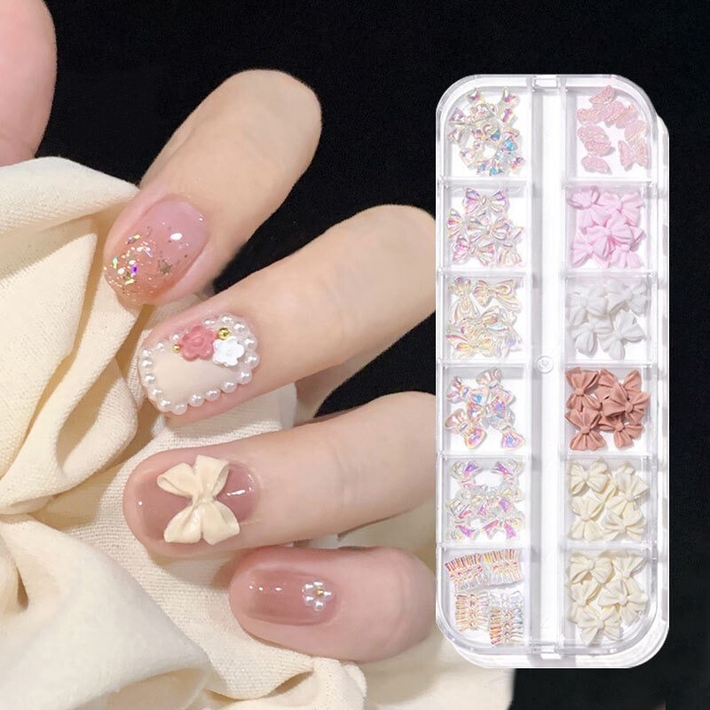 12 Grids Bow Nail Accessories