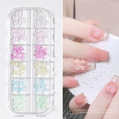 12 Grids Crystal Color Bow Nail Accessories