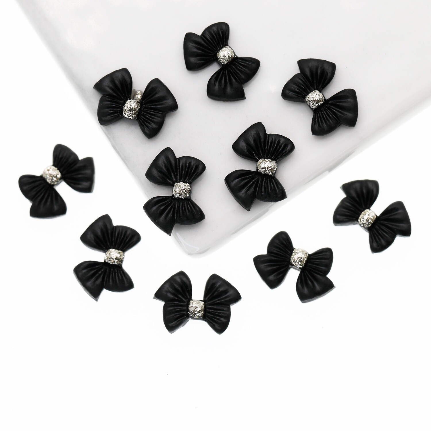 3D Bow Tie Nail Charm (2pcs) - A, color: Black
