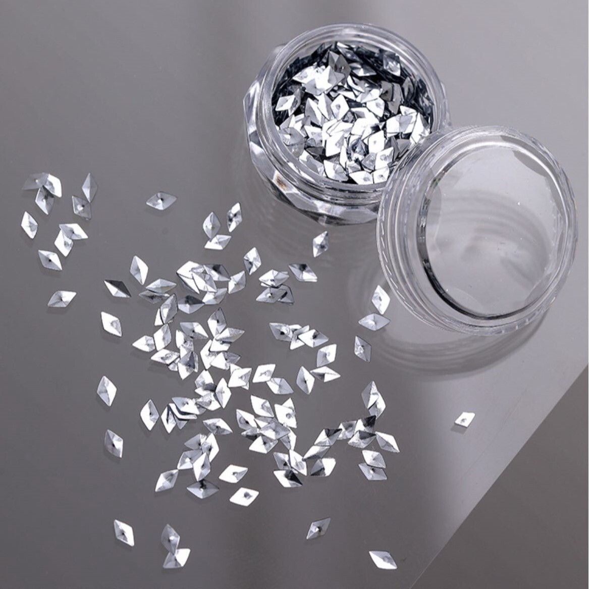Ice Crystal Nail Sequins - Silver