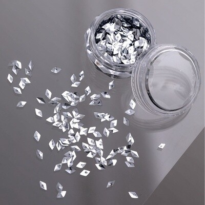 Ice Crystal Nail Sequins - Silver