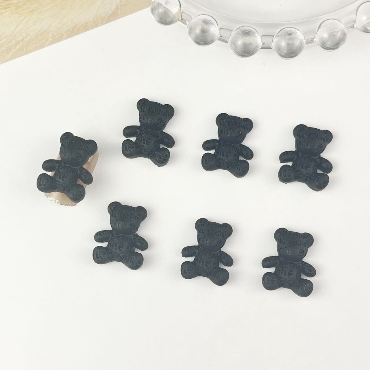 Letter Bear Nail Charms (2pcs), color: Black