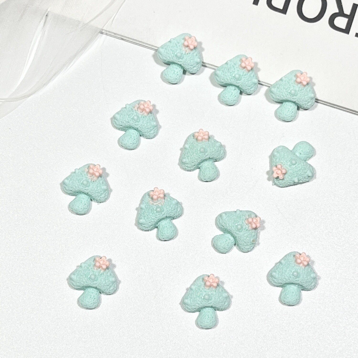 Macaron Mushroom Nail Charms (2pcs), color: Green