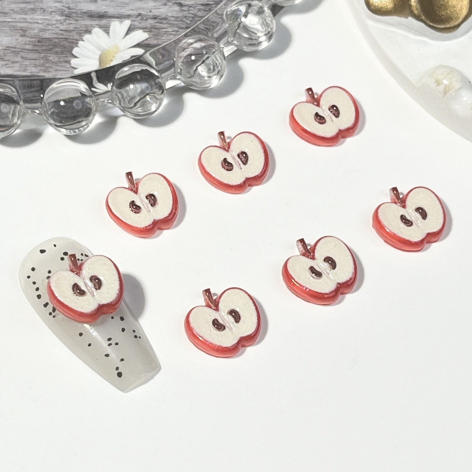 Fruit Nail Charms (5pcs) - Apple Pieces