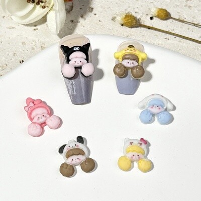 Cartoon Girl Nail Charms (2pcs)