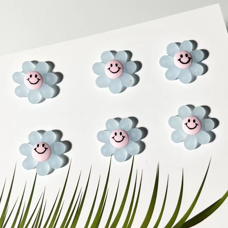 Smile Flower Nail Charms (4pcs), color: Blue