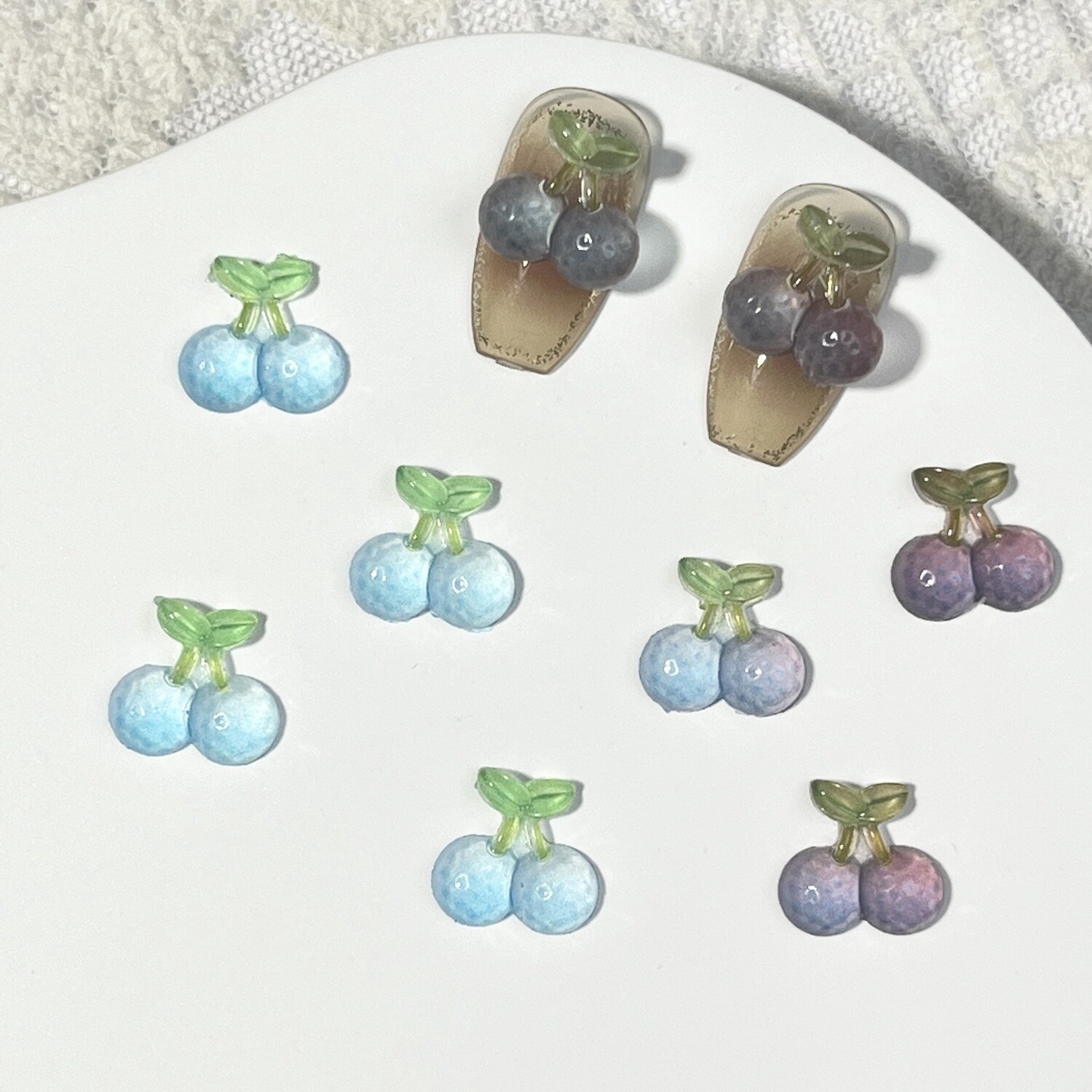 Luminous Cherry Nail Charm (5pcs), color: Blue
