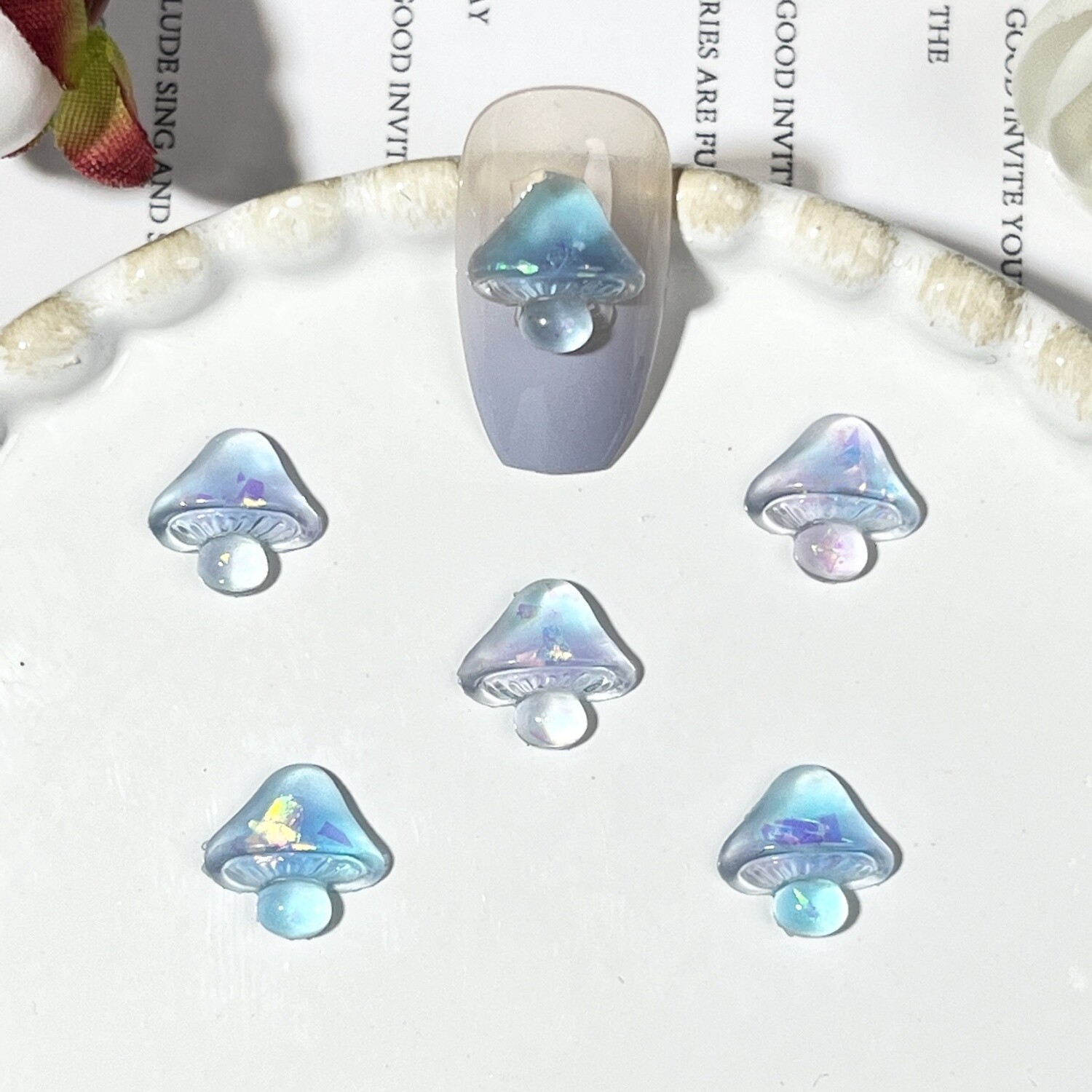 Luminous Mashroom Nail Charm (2pcs), color: Blue