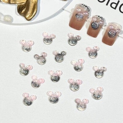 Mickey Head Nail Charms (2pcs), color: Black Pink