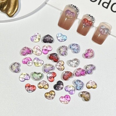 Crystal Heart Shape Nail Charms (5pcs)
