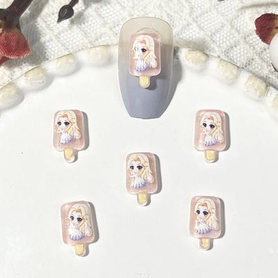 Luminous Little Girl Ice Cream Nail Charm (5pcs), color: Beige